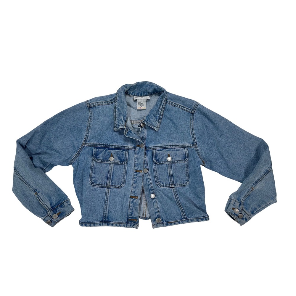 COTTON GINNY Womens Crop Denim Jacket Blue Jean Trucker Style Size S P